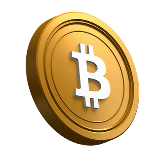 Schräg geneigte Bitcoin (BTC) Münze im Design des Hero-Bereichs